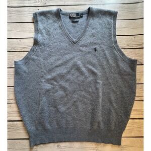 Polo Ralph Lauren Sweater Vest Pullover 100% Lambs Wool Mens Extra Large XL Blue
